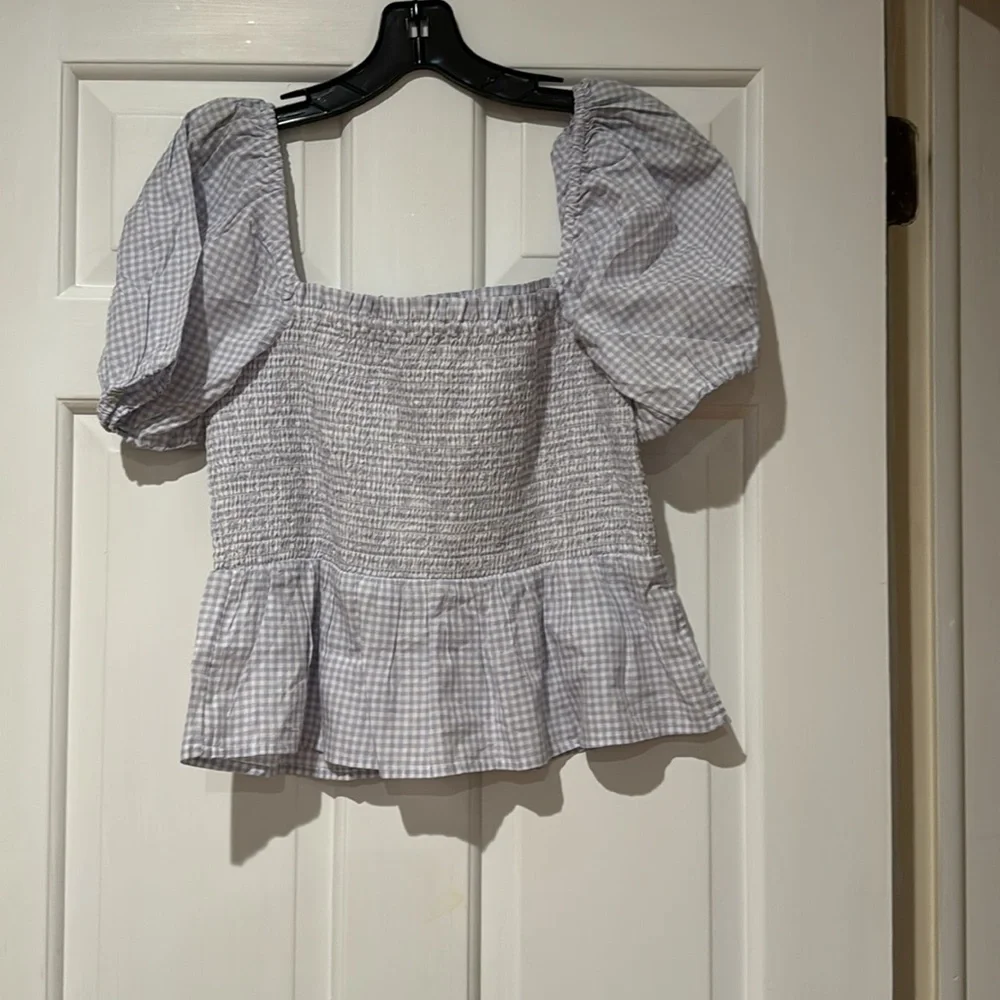 J. Crew NWT Gingham Puff Sleeve Top